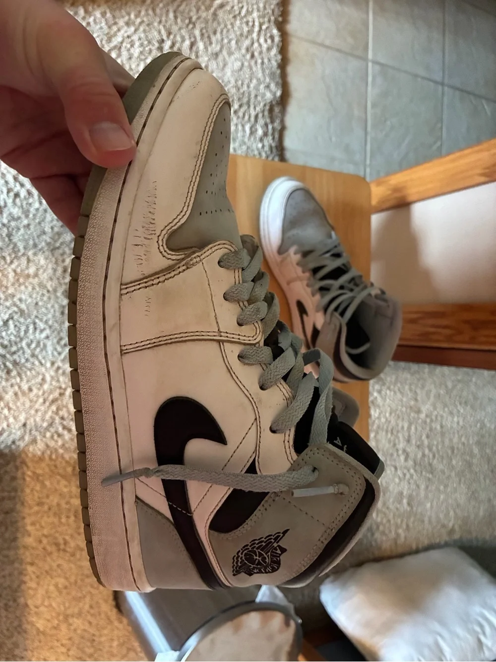 Nike Men’s High-Top Sneakers in White, Gray and Black